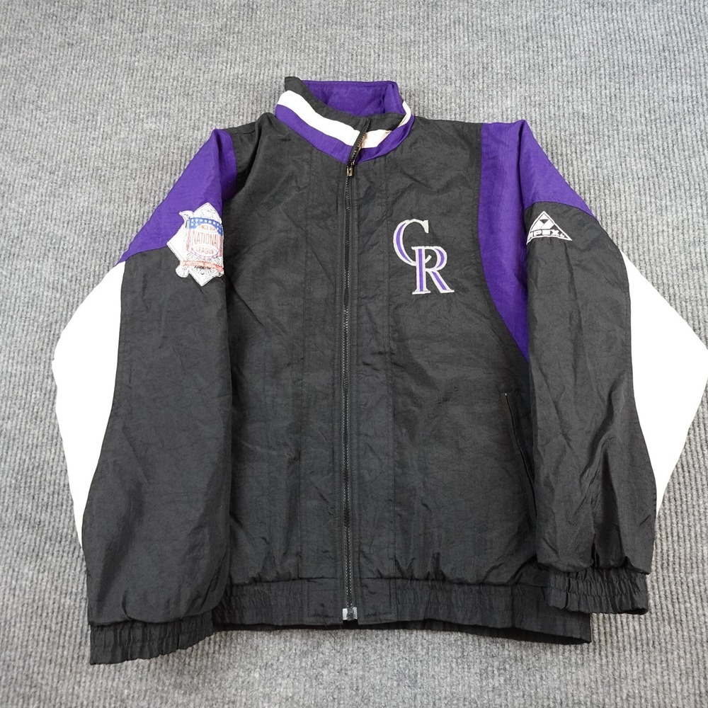 Vintage Colorado Rockies Jacket Mens Medium Black MLB Baseball Apex One 90s